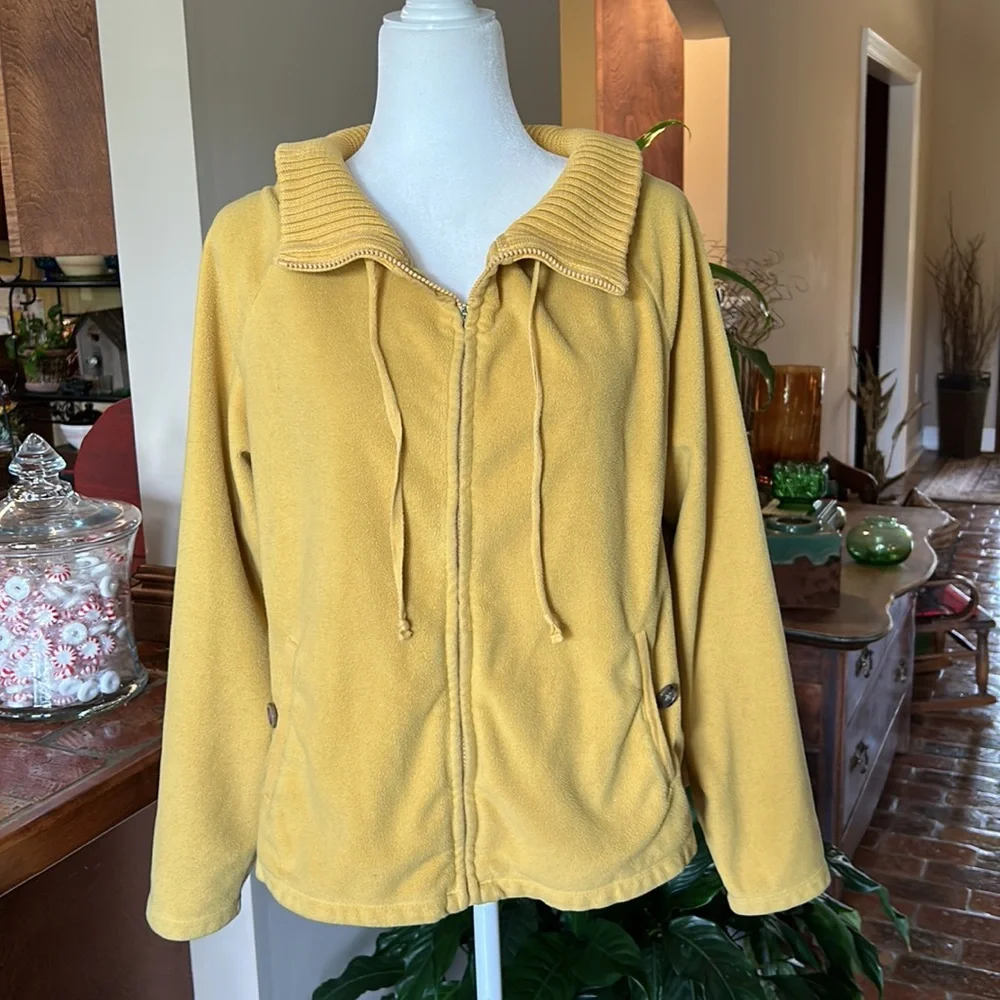 Lands' End Ribbed cowl neck fleece Jacket szL - Picture 3 of 11